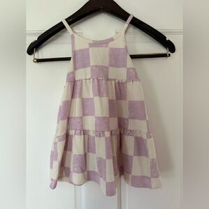 Kids Checkered Dress in Purple and Cream